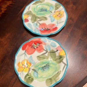 Bundle of 2 the pioneer woman, turquoise floral salad plates